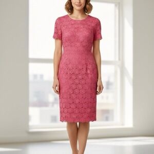 Talbots‎ Pink Crochet Lace Short Sleeve Sheath Dress Size 6